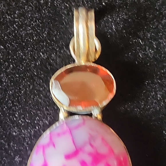 Agate Garnet 925 Sterling Silver Pendant - Picture 3 of 6